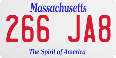 MA license plate 266JA8