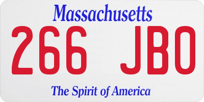MA license plate 266JB0