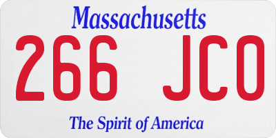 MA license plate 266JC0