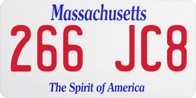 MA license plate 266JC8