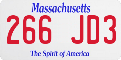 MA license plate 266JD3