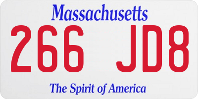 MA license plate 266JD8