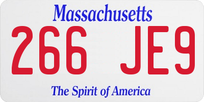 MA license plate 266JE9