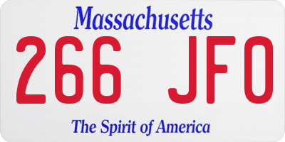 MA license plate 266JF0