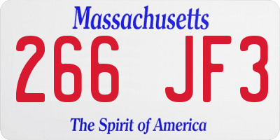 MA license plate 266JF3