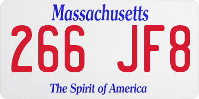 MA license plate 266JF8