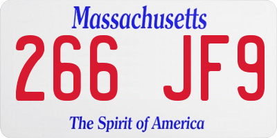 MA license plate 266JF9