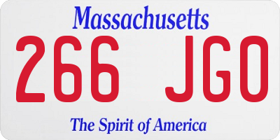 MA license plate 266JG0