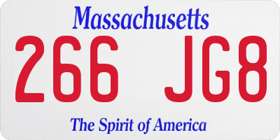 MA license plate 266JG8