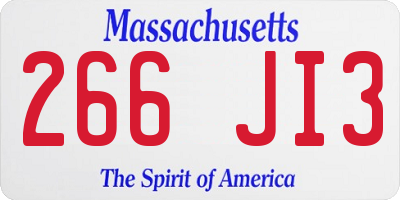 MA license plate 266JI3