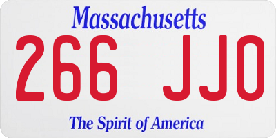 MA license plate 266JJ0