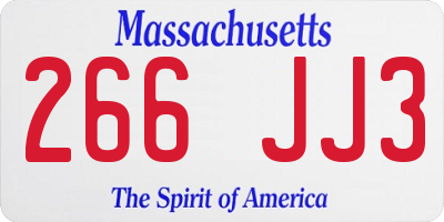 MA license plate 266JJ3