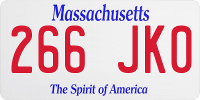 MA license plate 266JK0