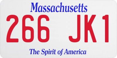 MA license plate 266JK1