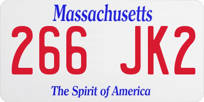 MA license plate 266JK2