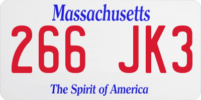 MA license plate 266JK3