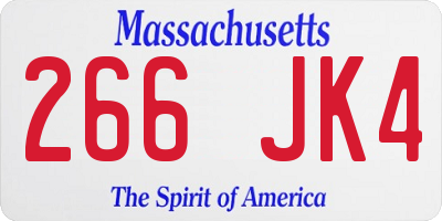 MA license plate 266JK4