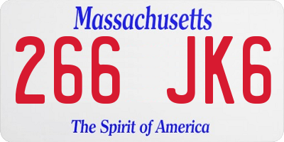 MA license plate 266JK6