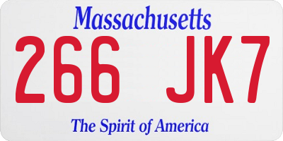 MA license plate 266JK7