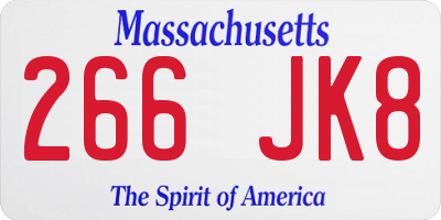 MA license plate 266JK8