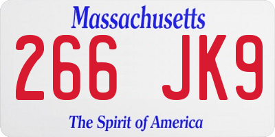 MA license plate 266JK9