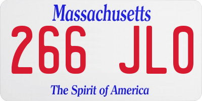 MA license plate 266JL0