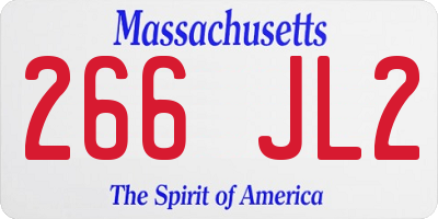 MA license plate 266JL2