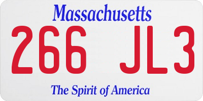 MA license plate 266JL3