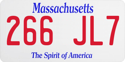 MA license plate 266JL7