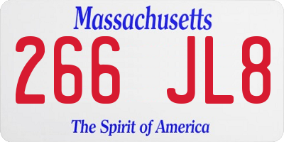 MA license plate 266JL8