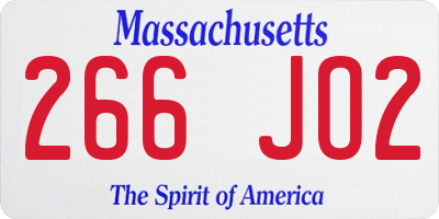 MA license plate 266JO2
