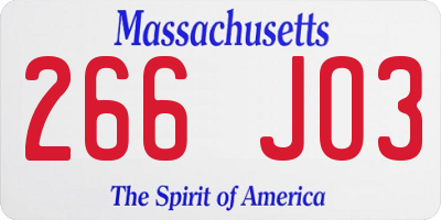 MA license plate 266JO3