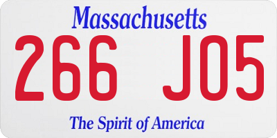 MA license plate 266JO5