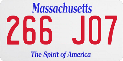 MA license plate 266JO7