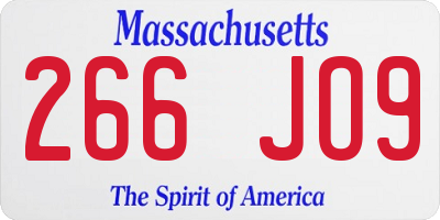 MA license plate 266JO9