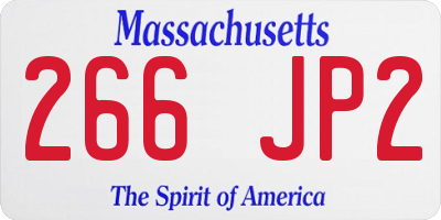 MA license plate 266JP2