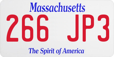 MA license plate 266JP3
