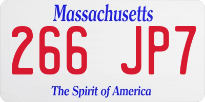 MA license plate 266JP7