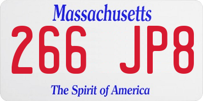 MA license plate 266JP8