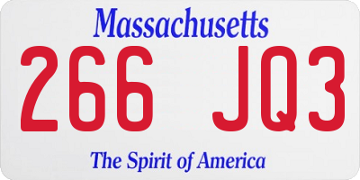 MA license plate 266JQ3