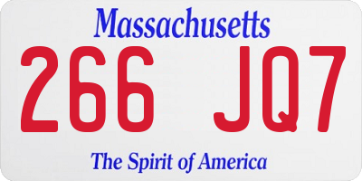 MA license plate 266JQ7