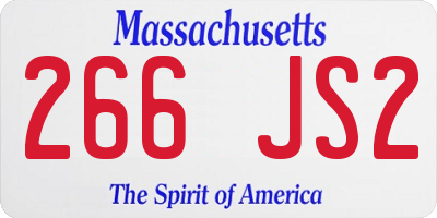 MA license plate 266JS2