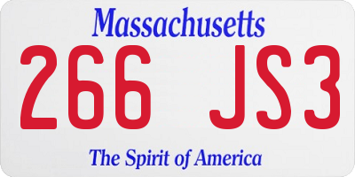 MA license plate 266JS3