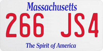 MA license plate 266JS4