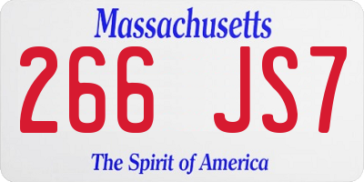 MA license plate 266JS7