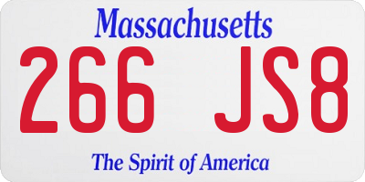 MA license plate 266JS8