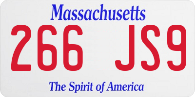 MA license plate 266JS9