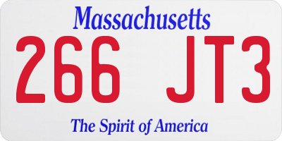 MA license plate 266JT3