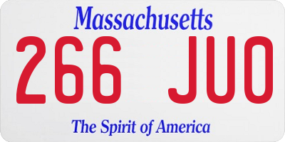 MA license plate 266JU0