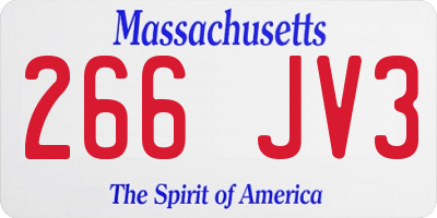MA license plate 266JV3